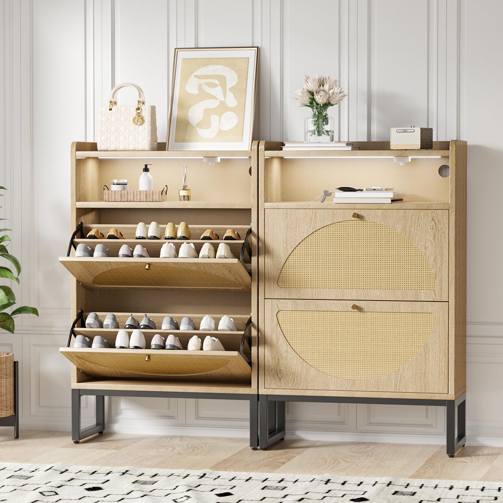 Rattan Shoe Storage Cabinet