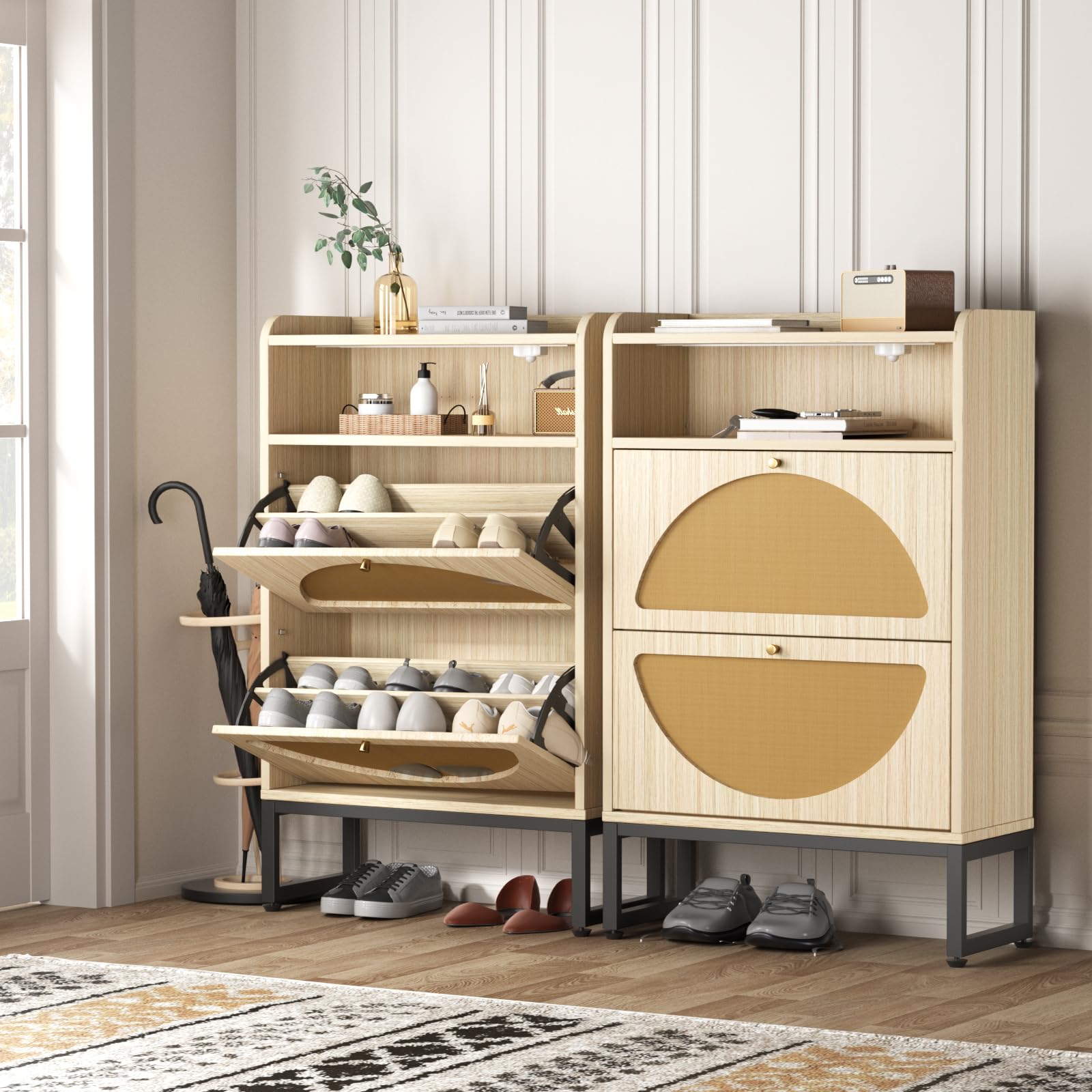 Rattan Shoe Storage Cabinet